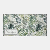 水彩グリーン熱帯林離れ林パターン デスクマット (正面)