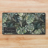 水彩グリーン熱帯林離れ林パターン デスクマット