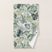 水彩グリーン熱帯林離れ林パターン バスタオルセット (ハンドタオル)