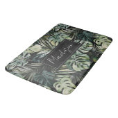 水彩グリーン熱帯林離れ林パターン バスマット (アングル)