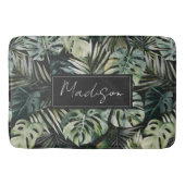 水彩グリーン熱帯林離れ林パターン バスマット (正面)