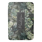 水彩グリーン熱帯林離れ林パターン バスマット (正面縦)