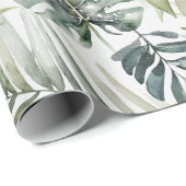 水彩グリーン熱帯林離れ林パターン ラッピングペーパー (ロールコーナー)