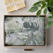 水彩グリーン熱帯林離れ林パターン 薄葉紙 (ギフト)