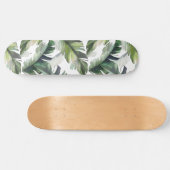 水彩グリーン熱帯紅葉パターン スケートボード (横)