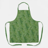 水彩グリーン熱帯葉パターン エプロン (正面)
