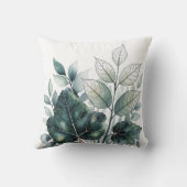 水彩グリーン熱帯葉パターン クッション (裏面)