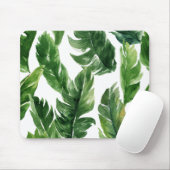 水彩グリーン熱帯葉パターン マウスパッド (マウス)
