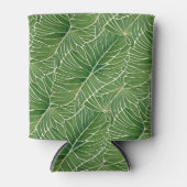 水彩グリーン熱帯葉パターン 缶クーラー (正面)