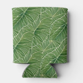 水彩グリーン熱帯葉パターン 缶クーラー (裏面)