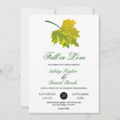 水彩グリーン紅葉秋フローラ 招待状 (正面)