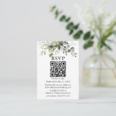 水彩グリーン結婚リーのSage Green QR RSVP エンクロージャーカード (スタンド正面)