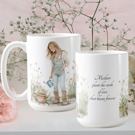 水彩グリーン若い母の母の日 コーヒーマグカップ