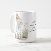 水彩グリーン若い母の母の日 コーヒーマグカップ (正面左)