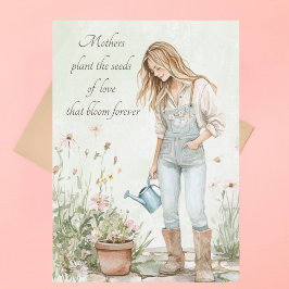 水彩グリーン若い母カスタム母の日 シーズンカード