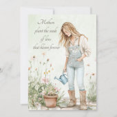 水彩グリーン若い母カスタム母の日 シーズンカード (正面)