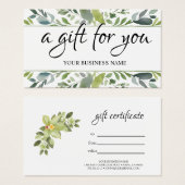 水彩グリーン葉サロンギフト券 (正面&裏面)