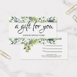 水彩グリーン葉サロンギフト券