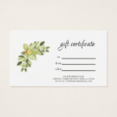水彩グリーン葉サロンギフト券 (裏面)