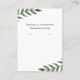 水彩グリーン葉ジュエリーイヤリングディスプレイ 名刺
