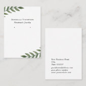 水彩グリーン葉ジュエリーイヤリングディスプレイ 名刺 (正面/裏面)