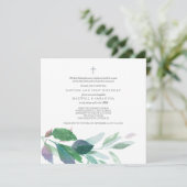 水彩グリーン葉ツインズバプテスマ 招待状 (スタンド正面)