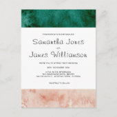 水彩グリーン赤面ピンクフォーマルモダン結婚ズ インビテーションポストカード (正面)