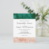 水彩グリーン赤面ピンクフォーマルモダン結婚ズ インビテーションポストカード (スタンド正面)