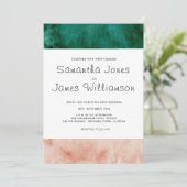 水彩グリーン赤面ピンクフォーマルモダン結婚ズ 招待状 (スタンド正面)