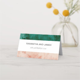 水彩グリーン赤面ピンク結婚ズ プレイスカード