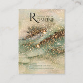 水彩グリーン金ゴールドグリッタージュエリーディスプレイ 名刺 (正面)