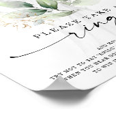 水彩グリーン金ゴールドブライダルシャワーリングや輪ゲーム ポスター (角)