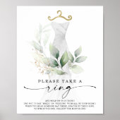 水彩グリーン金ゴールドブライダルシャワーリングや輪ゲーム ポスター (正面)