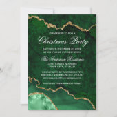 水彩グリーン金ゴールド大理石ゲードクリスマスパーティー 招待状 (正面)