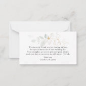 水彩グリーン金ゴールド葉ありがとう ノートカード (裏面)