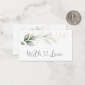 水彩グリーン金ゴールド葉ありがとう ノートカード (正面/裏面インサイチュ)