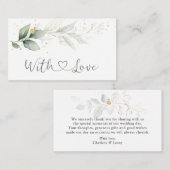 水彩グリーン金ゴールド葉ありがとう ノートカード (正面/裏面)