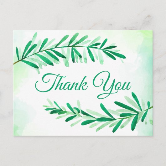 水彩グリーン離れヴィンテージ ポストカード (正面)