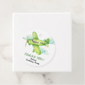 水彩グリーン飛行機誕生日感謝していユー フェイバータグ (インサイチュ)