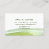 水彩グリーン(ばちゃばちゃ)跳ねる抽象芸術メイクアップアーティスト 名刺 (裏面)