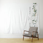 水彩グリーン ウェディング フォト プロップ バックドロップ タペストリー (インサイチュ(横))