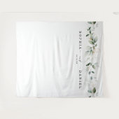 水彩グリーン ウェディング フォト プロップ バックドロップ タペストリー (正面(横))