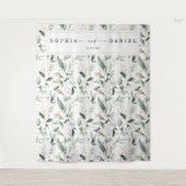 水彩グリーン ウェディング フォト プロップ バックドロップ タペストリー (正面)