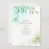 水彩グリーン カップルシャワー 招待状 (正面)