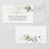 水彩グリーン＆ゴールドの葉の受付 エンクロージャーカード (正面/裏面)