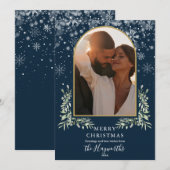 水彩グリーン ゴールド アーチ フォト クリスマス (正面/裏面)