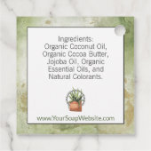 水彩グリーン＆ゴールド　ハンドメイド　ソープ　ハンギングタグ フェイバータグ (裏面)