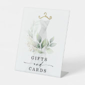 水彩グリーン ゴールド ブライダルシャワー ギフトサイン 台座サイン (正面)