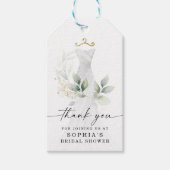 水彩グリーン ゴールド ブライダルシャワー サンクス ギフトタグ (正面)