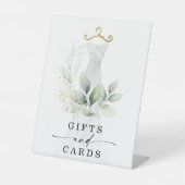 水彩グリーン ゴールド ブライダル シャワー ギフト サイン (正面)